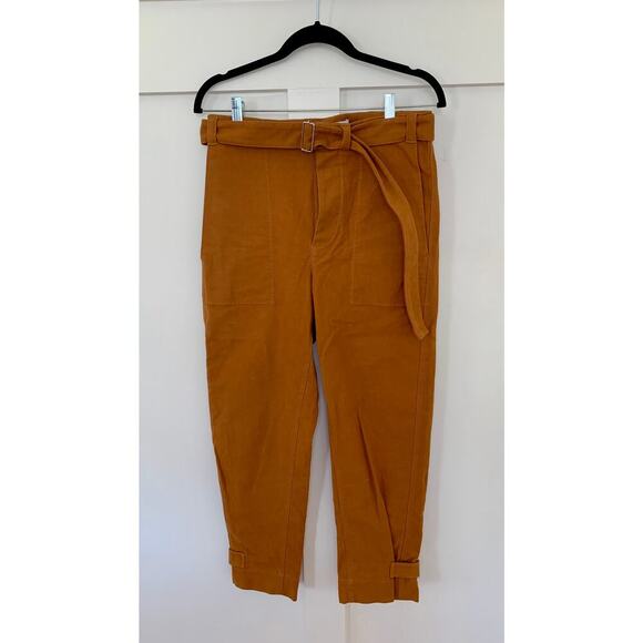 Proenza Schouler Capri Pants in Brown Belted Button Fly Pockets